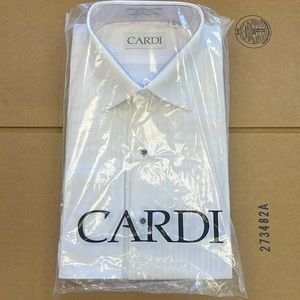 Cardi Spread Collar Pleated Tuxedo Shirt CottonSlim Fit 16 x 34/35 New